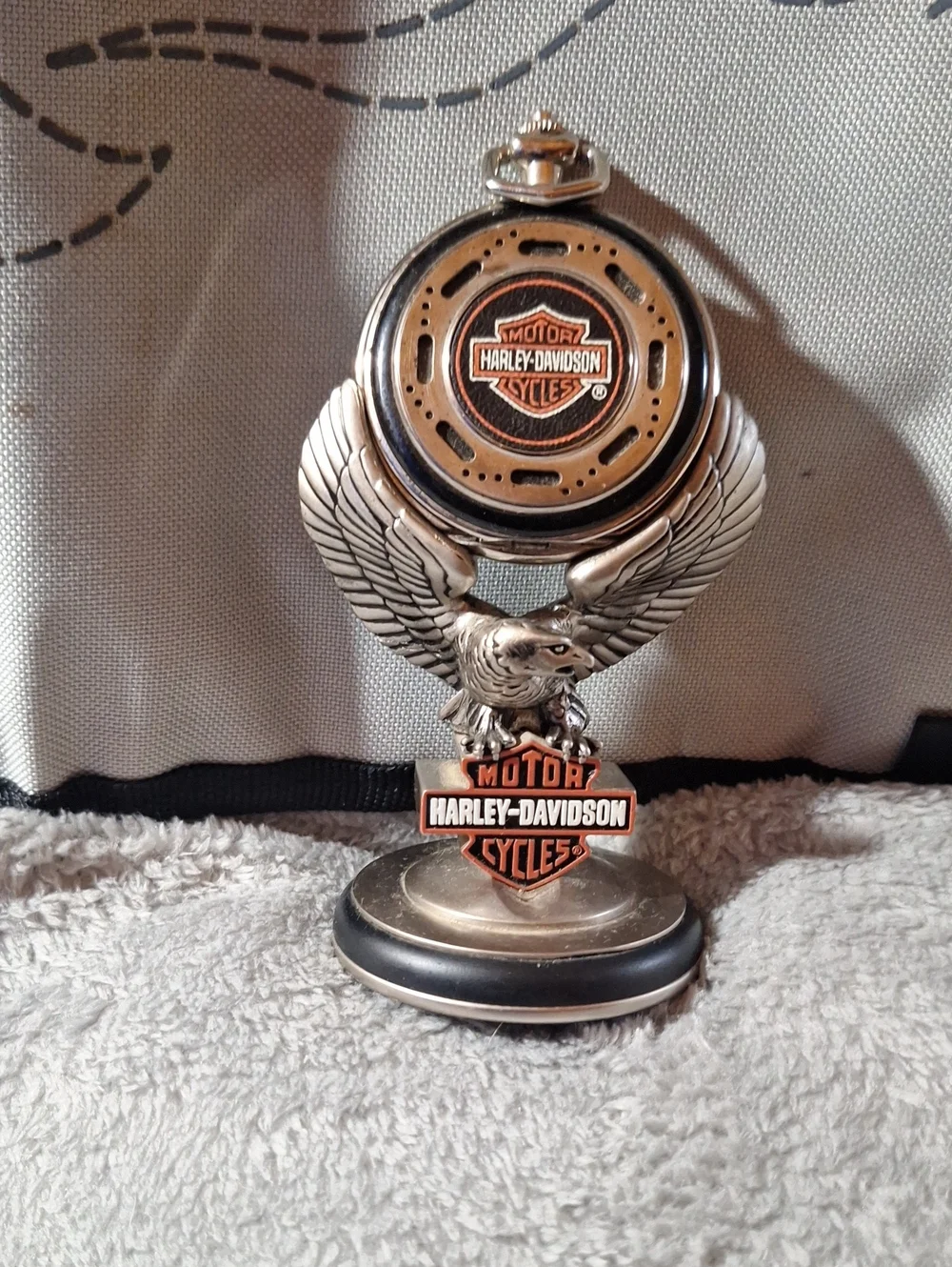 Harley-Davidson Silver Eagle Pocket Watch Holder and Pocket Watch